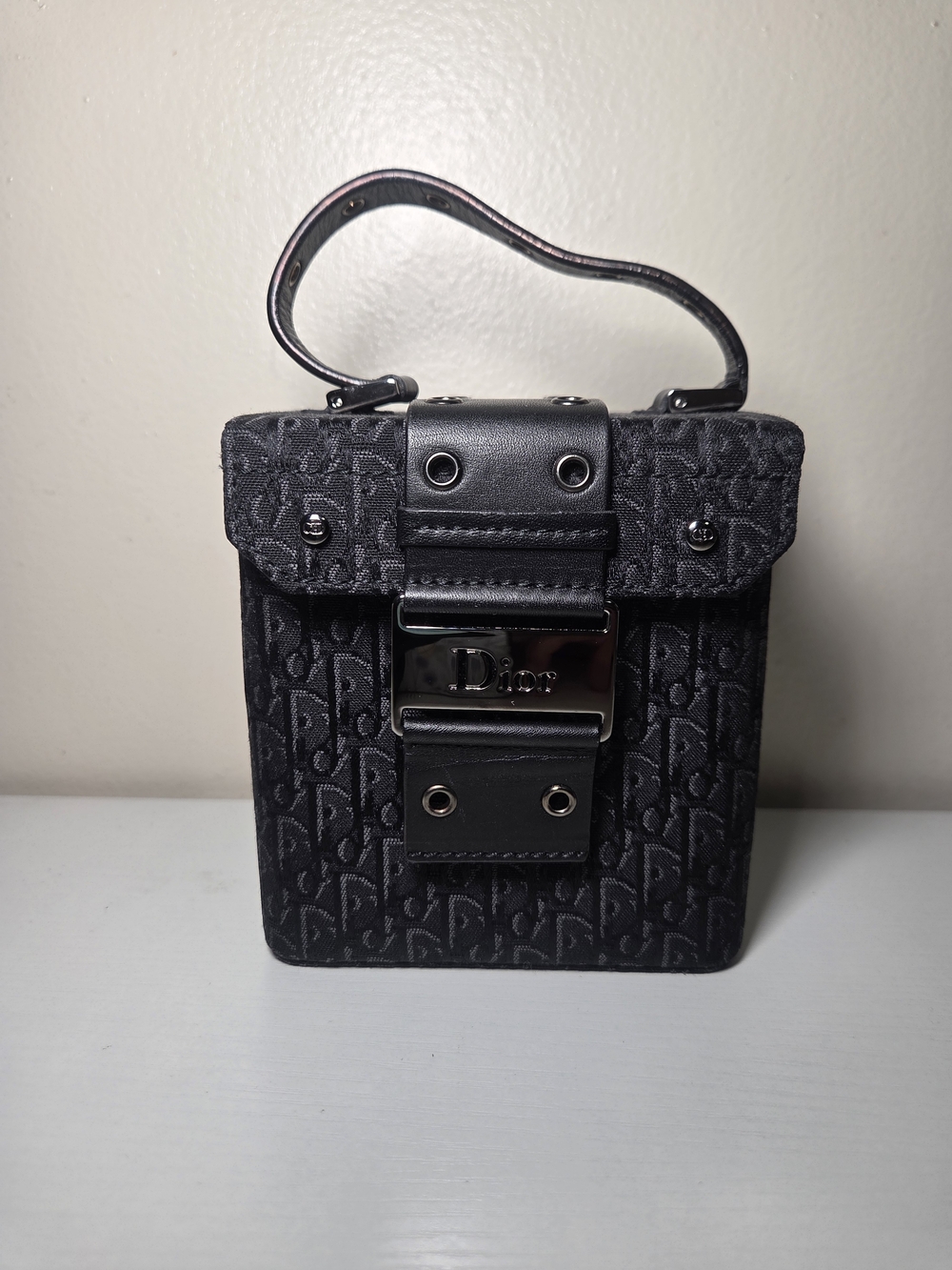 Christian Dior Black Monogram Jacquard Top-Handle Bag